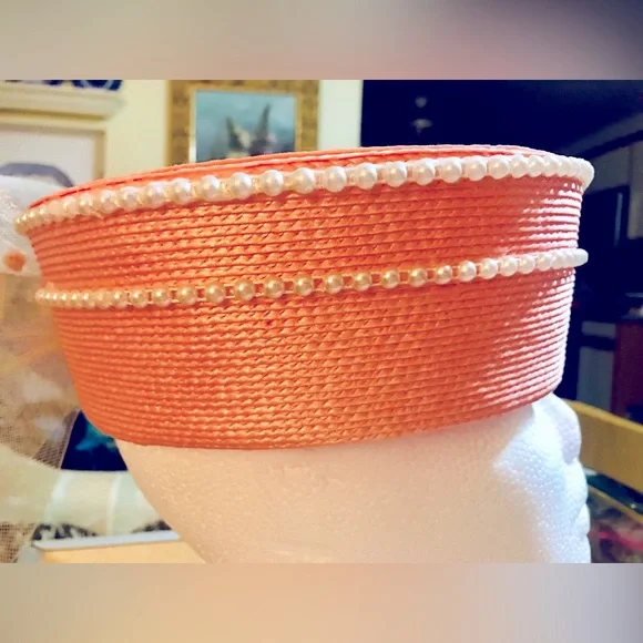 Vintage Pillbox Hat 1960-70 beaded & bow Fun - Picture 8 of 8